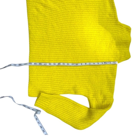 Anthropology lemon yellow funnel neck knit sweater size medium - Picture 8 of 10